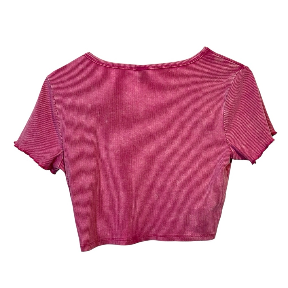 Wild Fable Pink Twist Front Ribbed Crop Top M - Picture 4 of 6